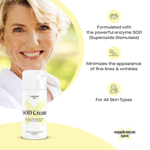 Superoxide Dismutase (SOD) Anti-Aging Cream - Face Moisturizer for Fine Lines & Wrinkles, 3.4 oz