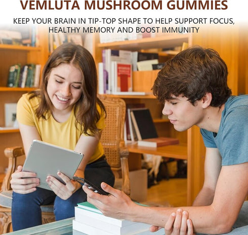 Vemluta 2 Packs 5000MG Gummies -10 Immune 120 Counts Mushroom Blend Organic Mushroom Supplement containing Lion's Mane