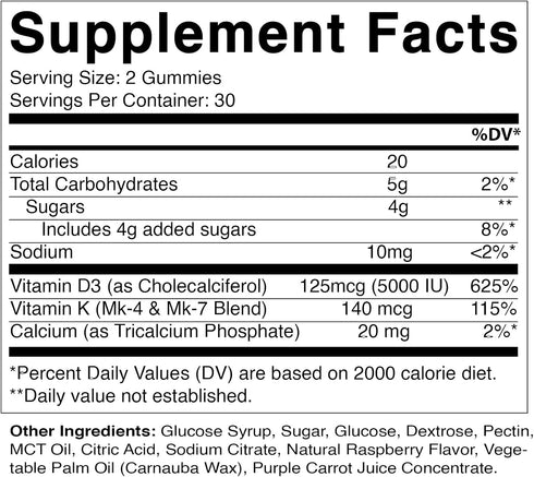 Vitamatic Vitamin D3 K2 Gummies - 60 Count - Supports Healthy Bone, Heart & Calcium Absorption, & Immune Health - Plant Based, Non-GMO, Gluten Free