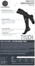 TOUCH Compression 20-30 mmHg Cotton Socks for Women, Black Herringbone, Medium