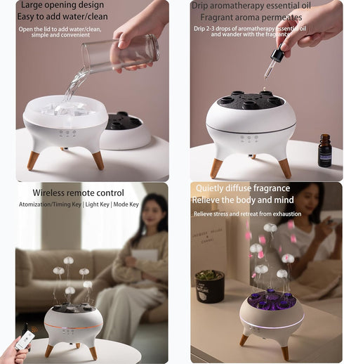 ZTDIXF 250ml Dynamic Aromatherapy Diffuser Essential Oil Cool Mist Humidifier with Jellyfish Mist & Color-Changing LED