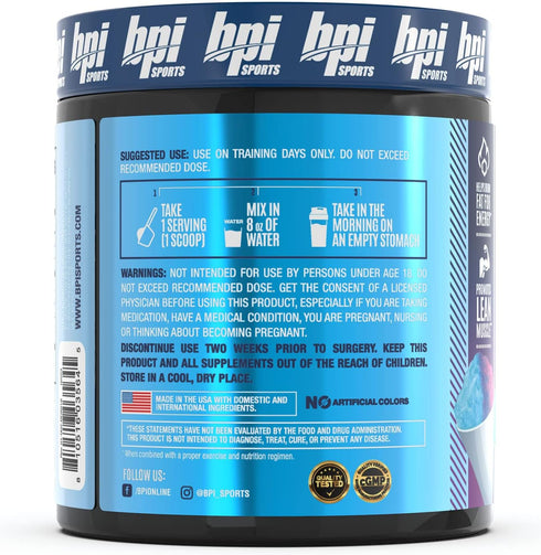 BPI Sports Best BCAA Shredded, Thermogenic Recovery Drink, Caffeine Free, Snow Cone Flavor, 25 Serving