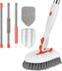 SetSail Floor Scrub Brush, 3-In-1 Tile Tub Floor Scrubber with 52-inch Adjustable Long Handle and 3 Detachable Brush