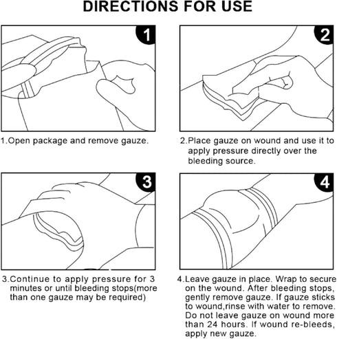 First Aid Advanced Quick Clotting Combat Gauze, Flexible Hemostatic Wound Packing Gauze, 3" x 12.5'