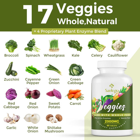 2000 MG Fruits and Vegetables Supplements - 120 Tablets, Natural Balance Over 35+ Whole Food Superfoods