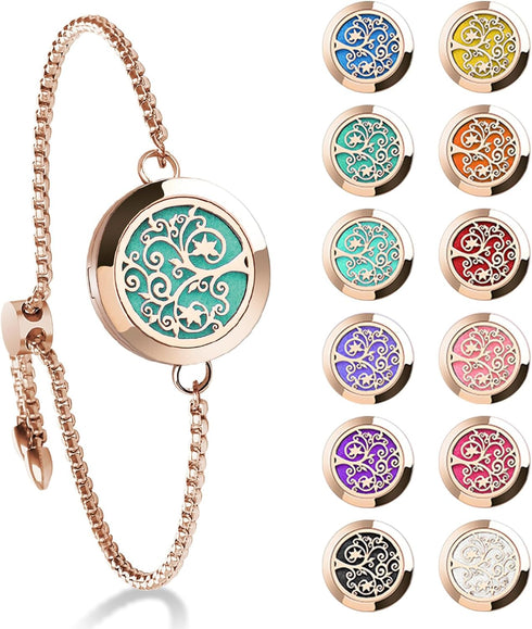 ttstar Essential Oil Diffuser Bracelet Stainless Steel Aromatherapy Locket Adjustable Bracelet Set