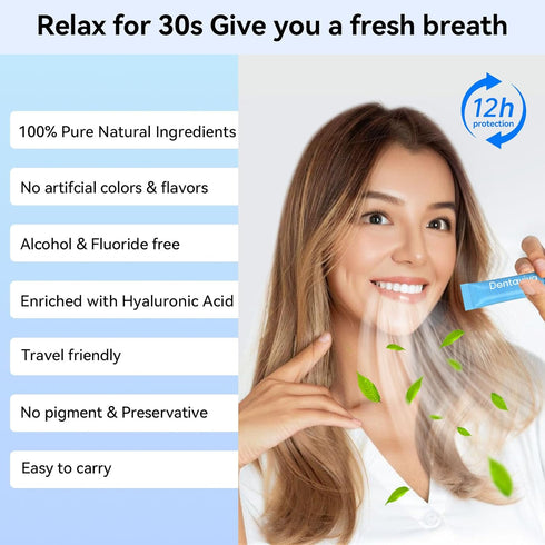 Hyaluronic Acid Mouthwash, Alcohol-Free Oral Rinse for Fresh Breath, Healthy Gums, 40 Travel Packs, Fresh Mint