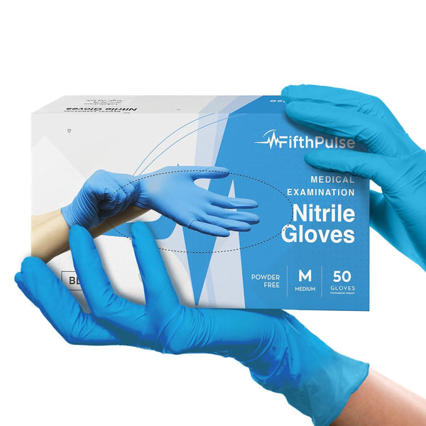 Blue Gloves Disposable Latex Free - 50 Count Medical Grade Surgical Gloves, Powder Free Nitrile, Medium