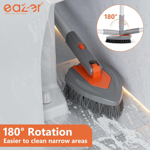 eazer 4-in-1 Long-Handled Tub Scrubber, Versatile Bathroom Cleaning Brush, Ideal for Shower, Tub, and Bathroom