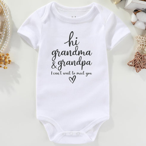 KEDFQV Hi grandma and grandpa pregnancy announcement Baby Clothes grandparents baby announcement Baby Bodysuits
