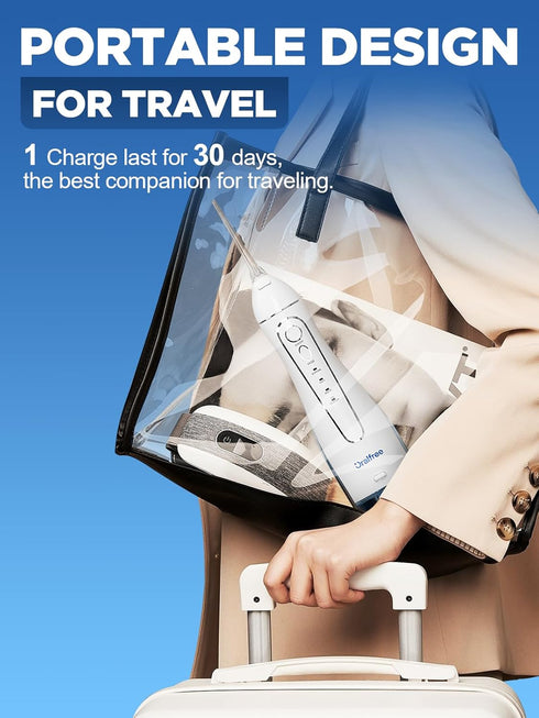Oralfree Water Dental Flosser Cordless - 4 Modes Oral Irrigator, 300ML Rechargeable Portable IPX7 Waterproof