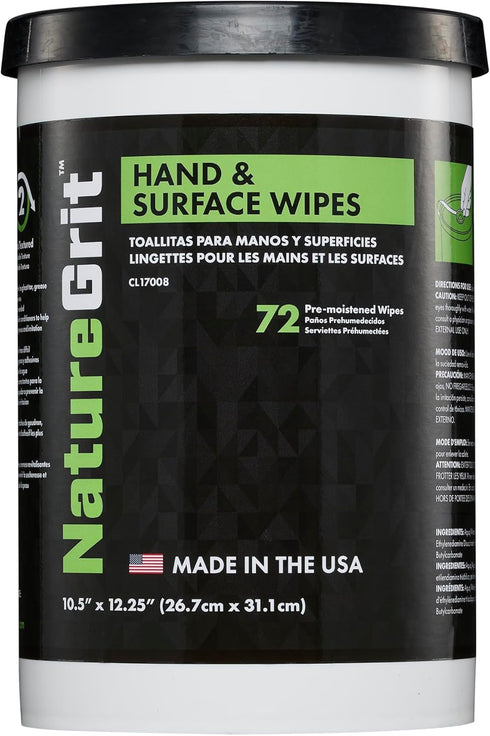NatureGrit Hand & Surface Wipes: Mechanic Hand Cleaning & Degreaser Wipes, Heavy Duty Grease, Grime Removal, Hand Cleaner Wipes for Mechanics, Degreaser Hand Wipes, Mechanic Wipes, Workshop Use (1)