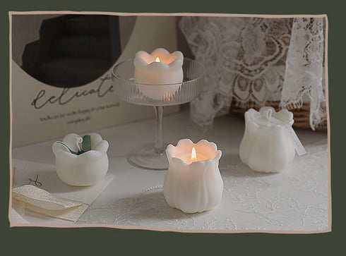 T-shin Candle,80G Lily of The Valley Shaped Scented Aesthetic Flower Shaped Soy Wax Aroma Decorative Candle for Table