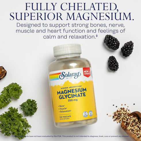 Solaray Magnesium Glycinate 575mg, High Absorption Formula with BioPerine, 60 Day Guarantee (30 Servings, 120 VegCaps)