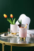 IEEK Pink and Gold Makeup Brush Holder Organizer, Glass Cup for Eyebrow Pencil, European Style