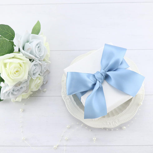 Dusty Blue Ribbon, 2 Inch Thick Double Face Satin for Christmas Tree, Bridal Bouquet, Baby Shower Crafts, 25 Yards