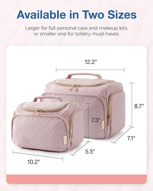 BAGSMART Travel Toiletry Bag, Large Wide-open Makeup Cosmetic Bag with Handle, Pink-M