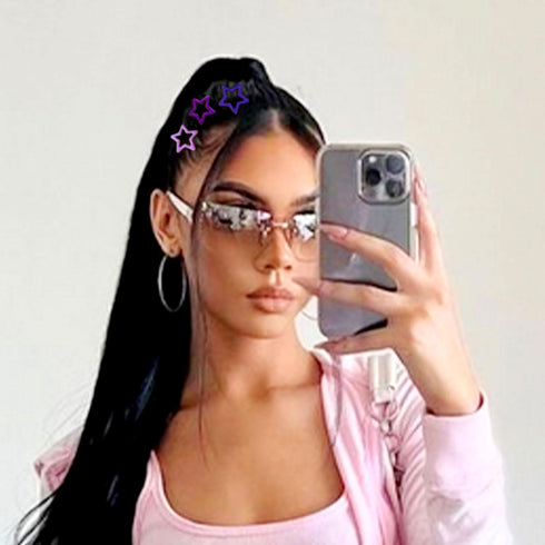 Purple Star Kawaii Y2K Emo Disco Hair Clips, Hair Accessories for Women