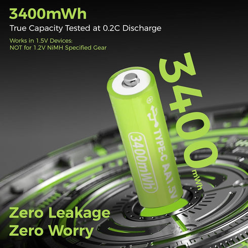 UNROEVS 4 Packs, 3400mWh 1.5V 2-in-1 Cable,2H Rechargeable Lithium AA Batteries Rechargeable Double A Battery