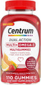 Centrum MultiGummies Multi+ Omega 3 Dual Action, 110 Count, Adult Multivitamin, Strawberry/Lemon/Orange Flavors