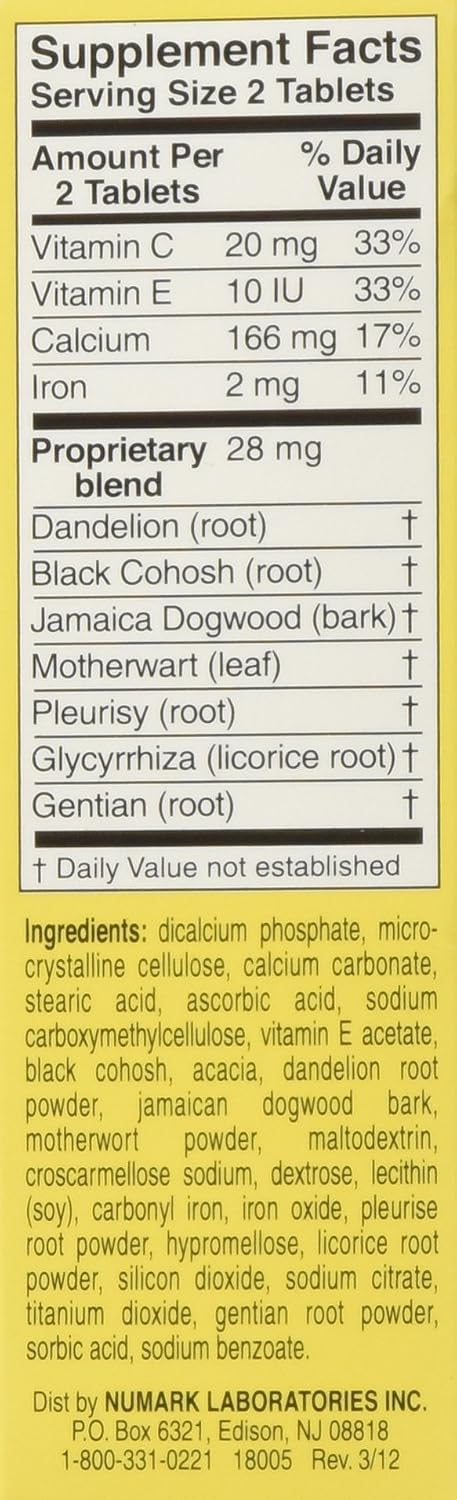 Lydia Pinkham 72 Count Herbal Supplement Tablets for Menstruation and Menopause Support