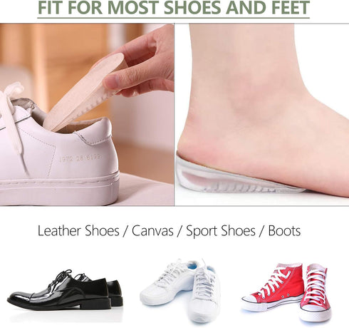 JKcare Gel Heel Lifts, 1/2 Inch Height Increase Insoles for Women, Small Shoe Inserts for Leg Length Discrepancy