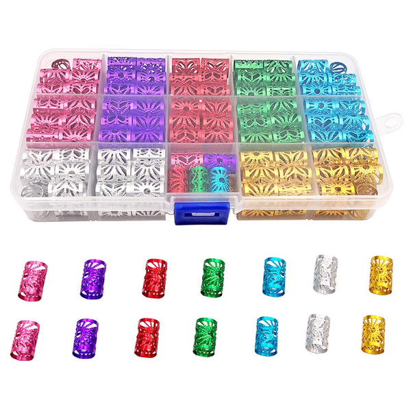 Messen 170 Pieces Multicolor Dreadlocks Beads, Aluminum Dread Locks Metal Cuffs for Hair Decoration