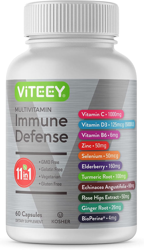 11 in 1 Multivitamin Immune Defense Supplement, Immune Booster Capsules for Adults