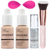 PHOERA Matte Liquid Foundation Full Coverage with Kabuki Makeup Brushes, 101 Porcelain + 102 Nude