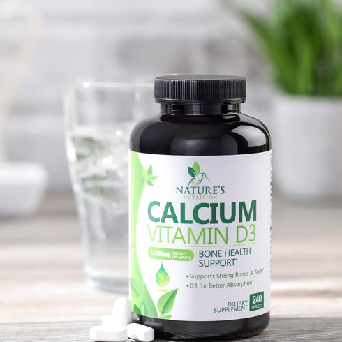 Nature's Calcium Supplement, Calcium 1200 mg Plus Vitamin D3, 240 Tablets, Bone Health & Immune Support