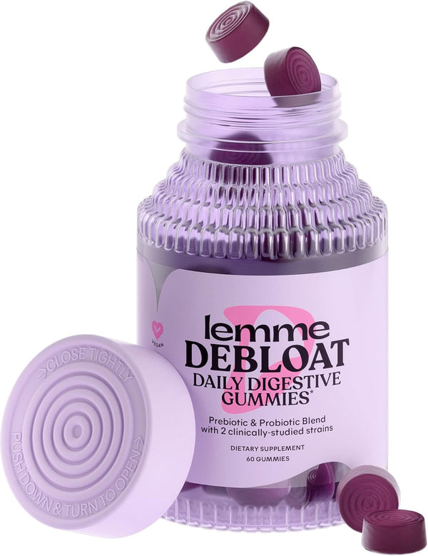 Lemme Debloat - Digestive & Gut Health Gummies with Probiotics & Prebiotic - 60 Count