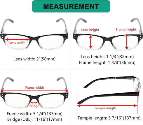 Eyekepper Classic Reading Glasses for Men, 5 Pack with Spring Hinges