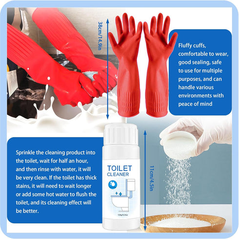 7Pcs Upgrade Pumice Stone Toilet Bowl Cleaning Brush Set with Long Gloves, Crevice Brush for Hard Water Stain Cleaning