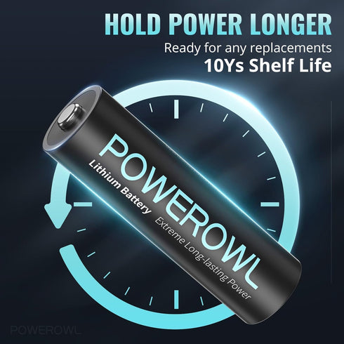 POWEROWL Lithium Batteries AA High Capacity Long Lasting, 1.5V Double A Battery for High-Tech Devices (8 Pack)