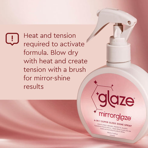 glaze MirrorGlaze Super Sleek Hair Shine Spray - 6.4 oz, Transforms Frizz to Glass-Like Shine, Protects from Heat