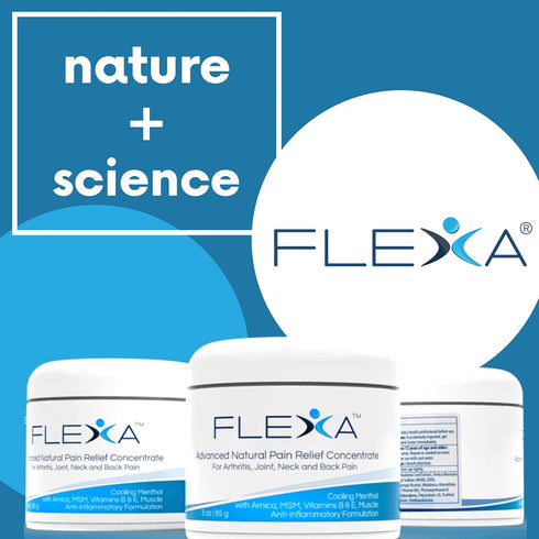 FLEXA Natural Relief Cream, 3 Oz Jar - Use on Muscles, Back, Neck, and Joints with Arnica, Menthol, and Tea Tree Oil