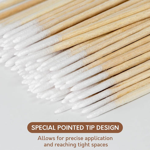 400PCS Pointed Cotton Swabs with Storage Case - Precision Tip Cotton Swabs with Wooden Sticks - Microblading Cotton Swab 4 inch - Cotton Swabs for Makeup, Tattoo Permanent Supplies