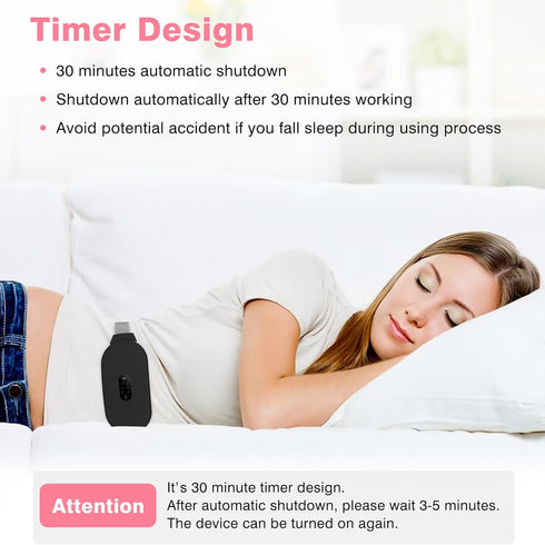 Portable Cordless Heating Pad for Cramps, 6 Heat Levels & Massage Modes, Black Heating Pad for Back Pain Relief
