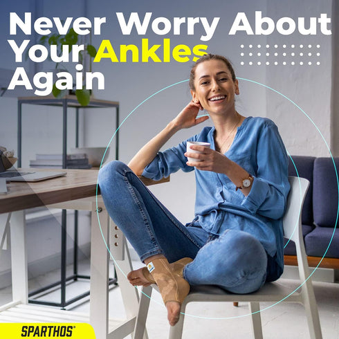 Sparthos Ankle Compression Socks (Pair) - Plantar Fasciitis Brace with Arch Support for Sports and Everyday Wear