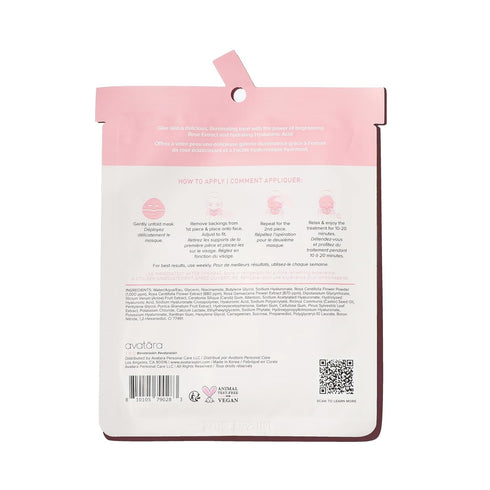 Avatara - Rose Boba Hydrogel Mask, Cooling Facial Mask, 2-Piece Glow-Enhancing & Balancing Skin Care Mask with Niacinamide & Rose Extract, 30 g