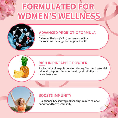 Gummies Gummies 60 Count Premium Feminine Balance for Women's Health, Hawaiian Pineapple for Women Vaginal Probiotic
