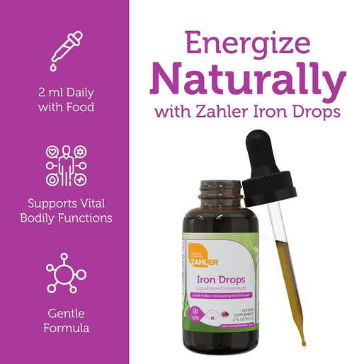 Zahler's Iron Drops, Liquid Iron Concentrate, 2 Fl OZ, Gentle and Non-Constipating Formula