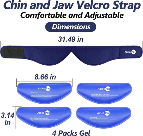Wisdom Teeth Ice Pack Head Wrap, Blue Face Ice Pack for Oral Surgery Pain Relief with 4 Reusable Cold Therapy Gel Packs