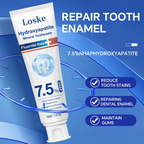 Loske (2) Hydroxyapatite Toothpaste for Stronger Teeth, Natural Remineralization Formula, Fluoride Free Whitening