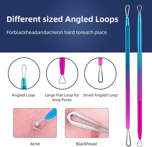 Ybaoo Pimple Popper Tool Kit - 10 Pcs Blackhead Remover Comedone Extractor with Metal Case for Quick Removal
