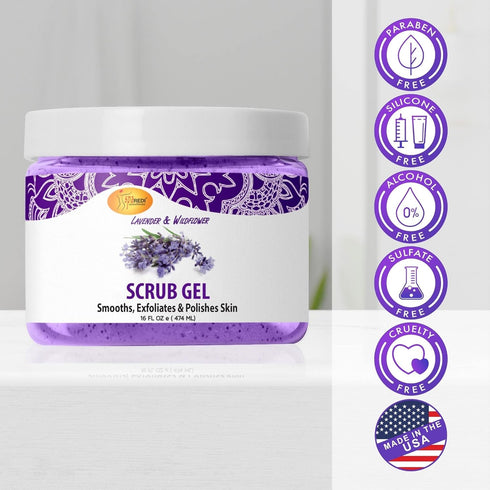 SPA REDI Exfoliating Scrub Pumice Gel, Lavender & Wildflower, 16 Oz - Body, Manicure & Pedicure Exfoliator with