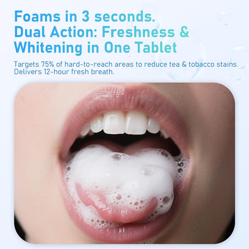 GUSTANO (105 Popboom Probiotic Travel Size Mouthwash Tablets for On-The-Go Oral Care, Teeth Whitening Mouthwash Tablets