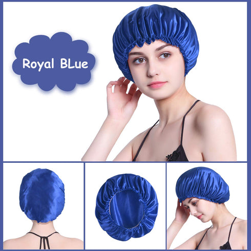 ROYBENS 4PCS Silk Hair Bonnets for Women, Sleeping Cap for Curly Hair and Braids