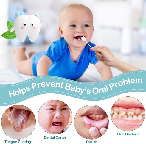 200 Pieces Baby Tongue Cleaner, Disposable Infant Oral Cleaner with Finger Toothbrush for Dental Care