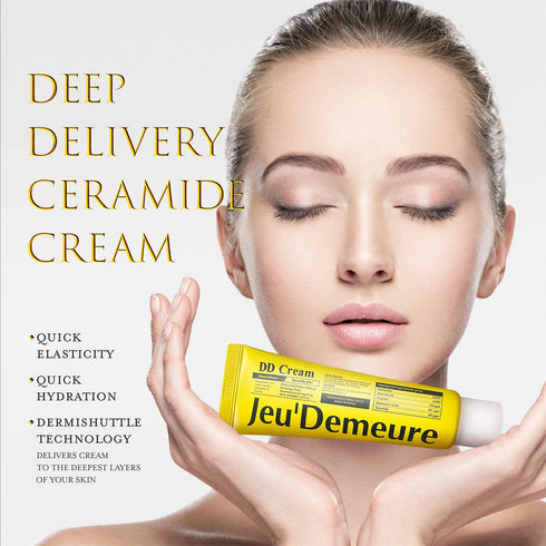 JEU'DEMEURE Ceramide Intensive Face and Neck Moisturizer DD Cream for Firming, Anti-Aging. Deep Hydration, Hyaluronic Acid, Peptide, 1.69 fl oz